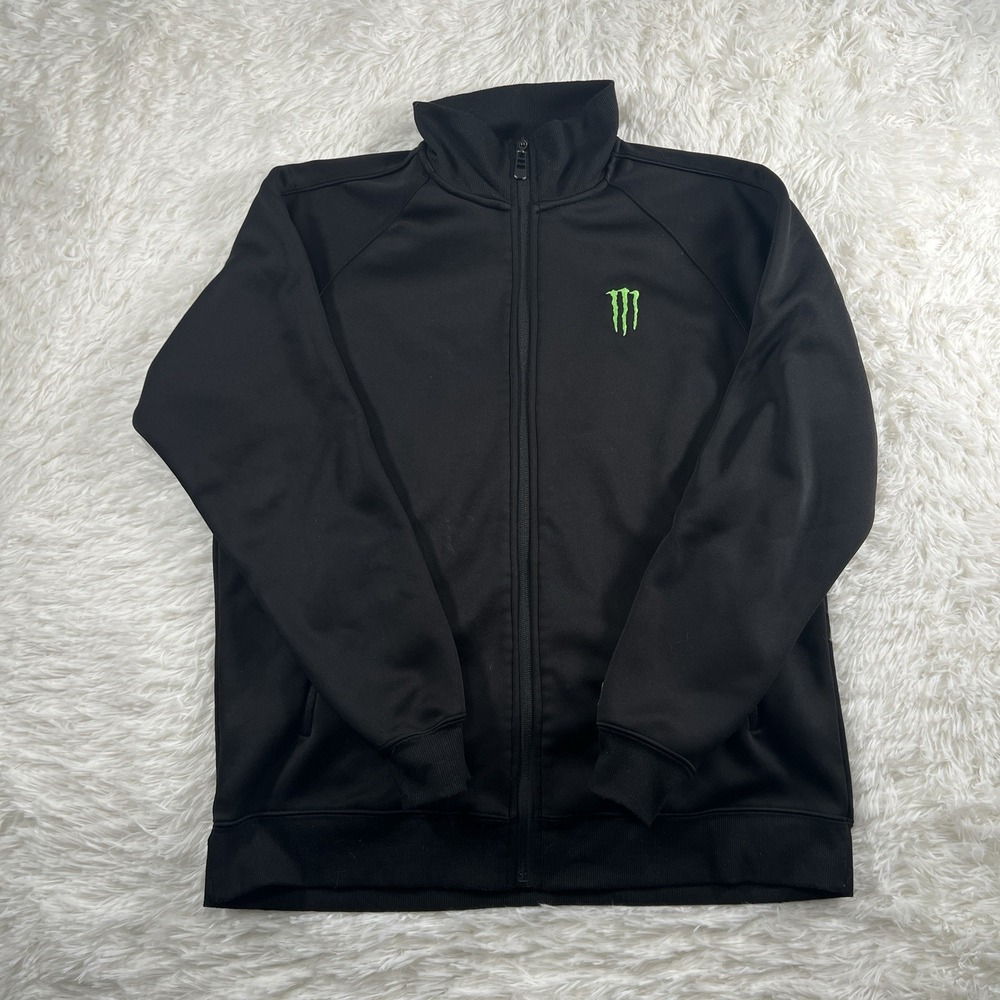 Monster Energy Sweater Mens Medium Black Full Zip Unleash The‎ Beast Grunge Y2K